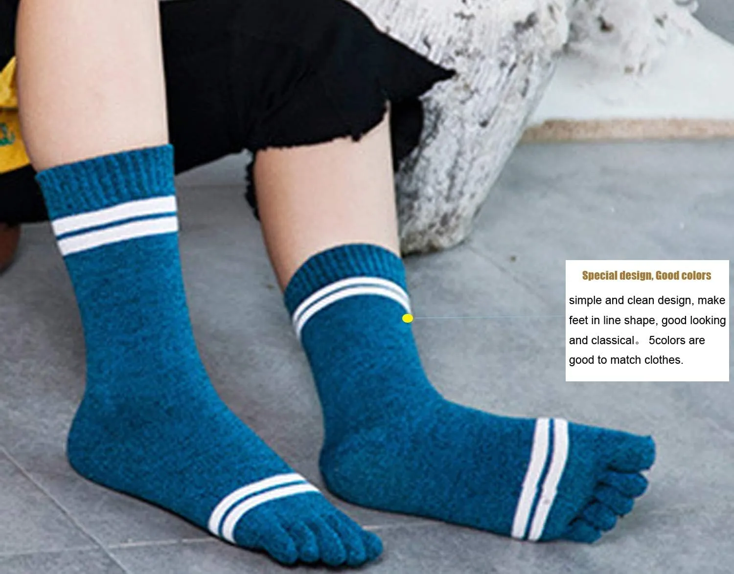 Toe Socks Cotton Crew Five Finger Socks Running Athletic for Men Women 5 Pack