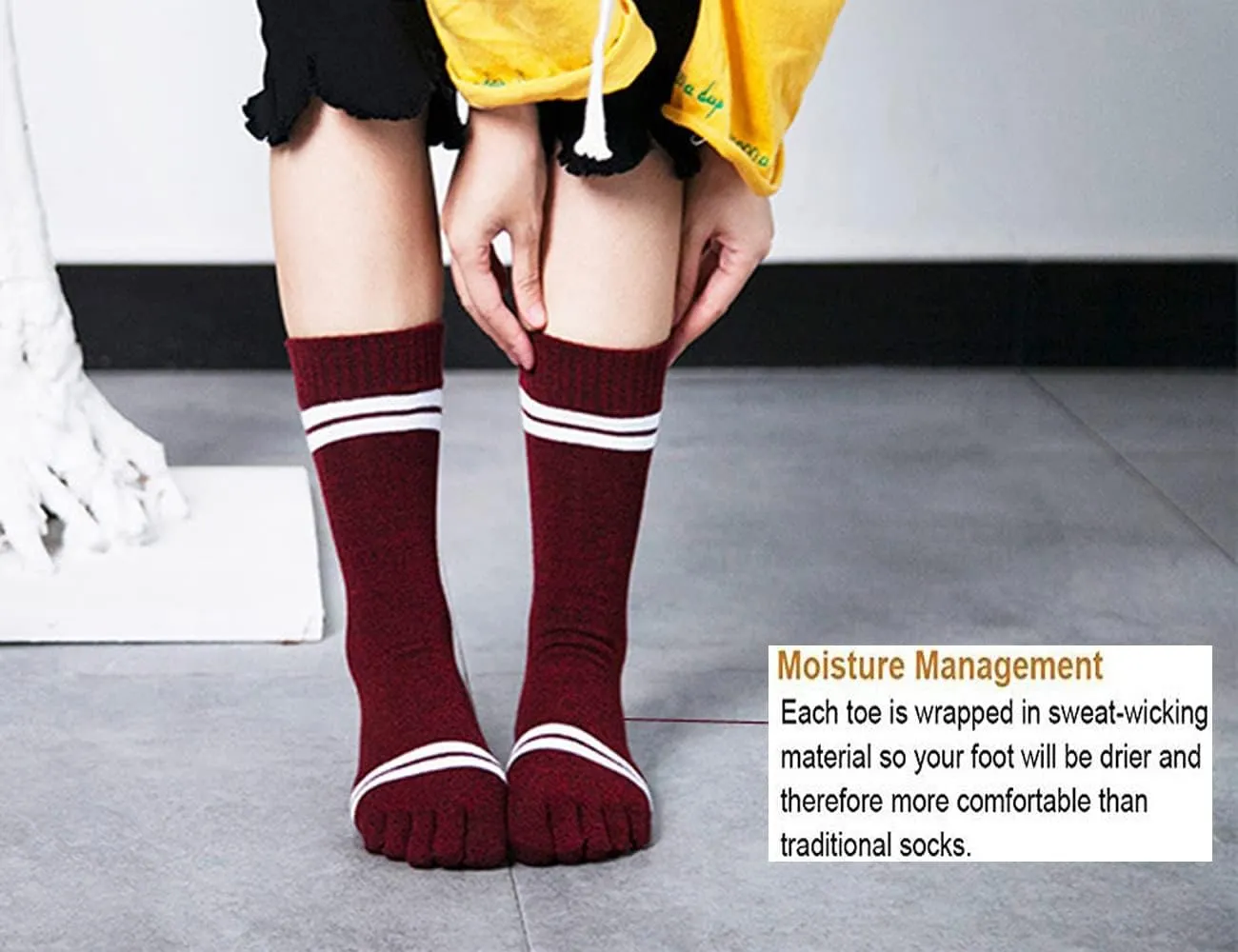 Toe Socks Cotton Crew Five Finger Socks Running Athletic for Men Women 5 Pack
