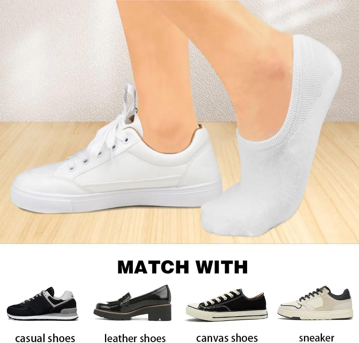 Tphon Women's No Show Socks, 12 Pairs Low Cut Ankle Socks with Anti-Skid Grips for Loafers
