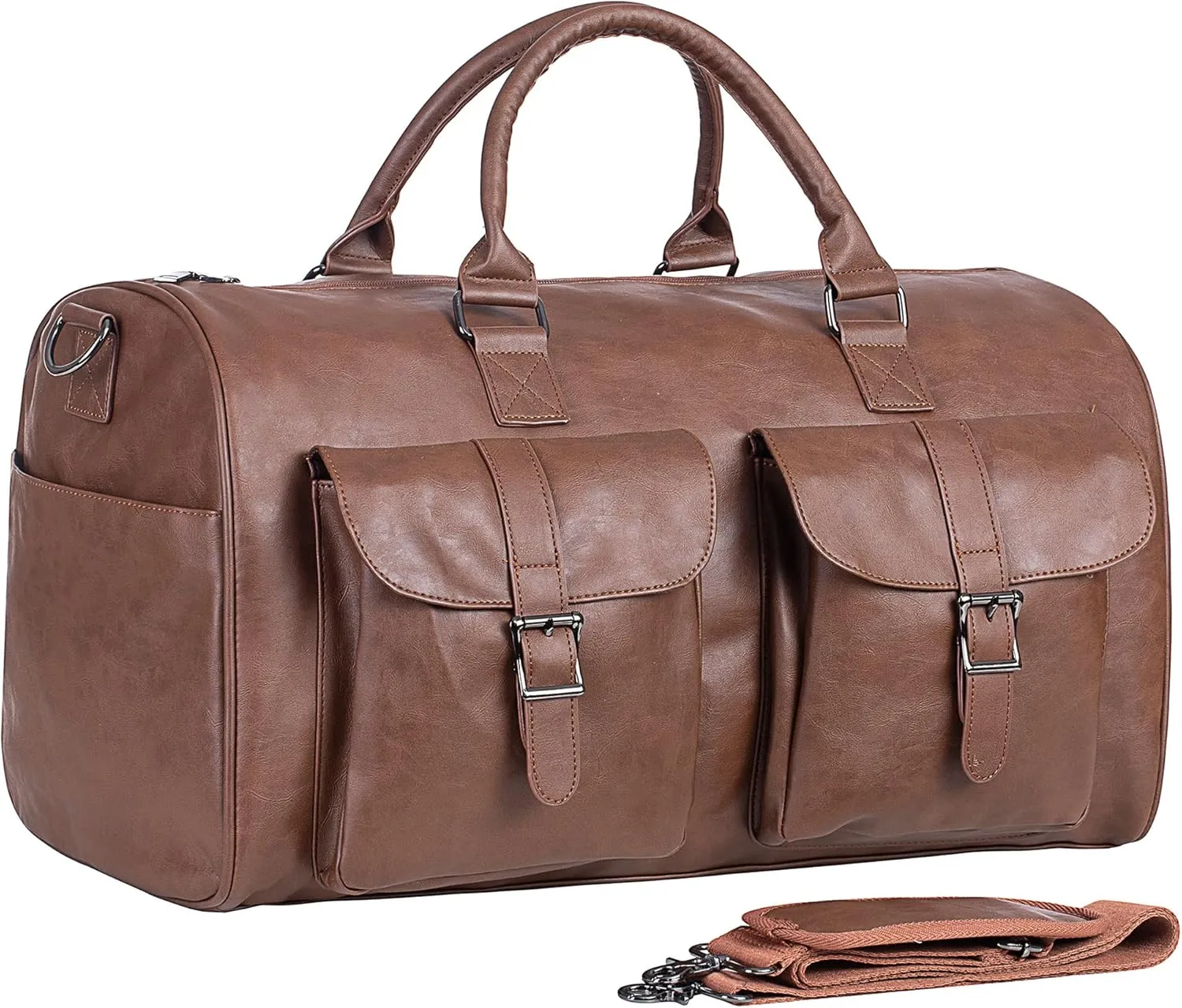Travel Duffel Bag with Shoe Compartment,Leather Weekender Duffle Bag Luggage Bags Overnight Carry on Bag, Waterproof Gym Bag for Men Women