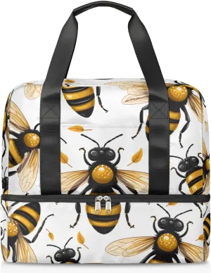 Travel Duffel Bags African Bee Sports Gym Bag with Wet Pocket & Shoes Compartment Large Duffel Bags Waterproof Overnight Bag Weekender Bags for Women Men
