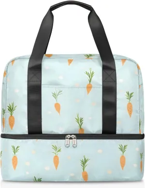 Travel Duffel Bags Cute Carrots Sports Gym Bag with Wet Pocket & Shoes Compartment Large Duffel Bags Waterproof Overnight Bag Weekender Bags for Women Men