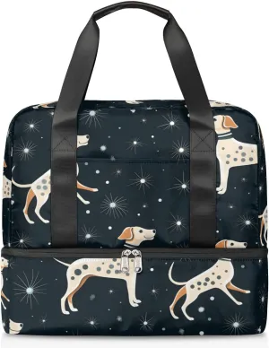 Travel Duffel Bags Dog Puppy Sports Gym Bag with Wet Pocket & Shoes Compartment Large Duffel Bags Waterproof Overnight Bag Weekender Bags for Women Men