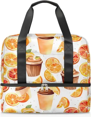 Travel Duffel Bags Lemon Cupcake Sports Gym Bag with Wet Pocket & Shoes Compartment Large Duffel Bags Waterproof Overnight Bag Weekender Bags for Women Men