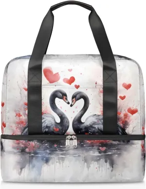 Travel Duffel Bags Lover Black Swan Sports Gym Bag with Wet Pocket & Shoes Compartment Large Duffel Bags Waterproof Overnight Bag Weekender Bags for Women Men
