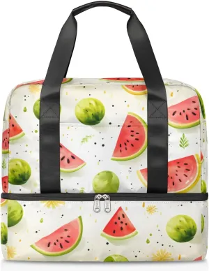Travel Duffel Bags Summer Watermelon Sports Gym Bag with Wet Pocket & Shoes Compartment Large Duffel Bags Waterproof Overnight Bag Weekender Bags for Women Men
