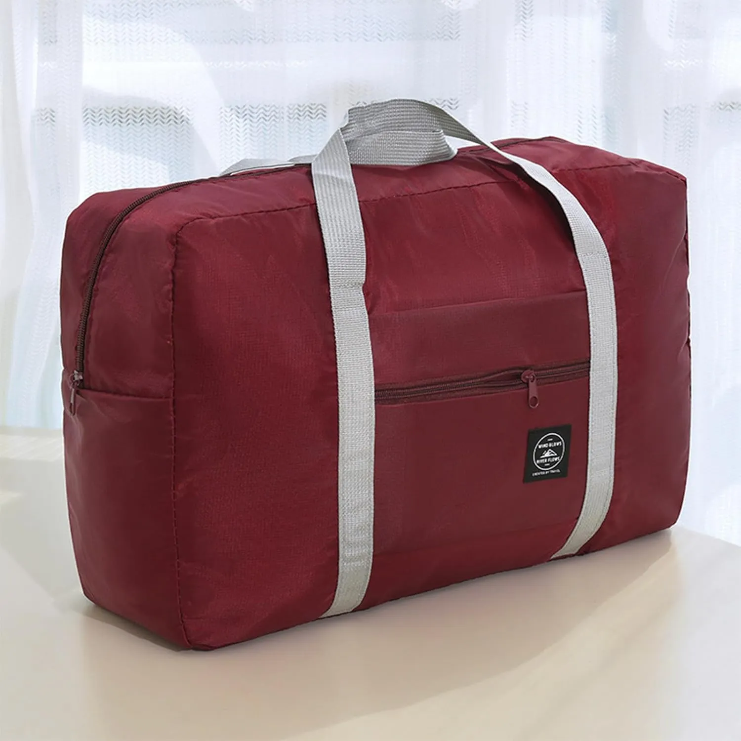 Travel Duffle Bag 25L Foldable Travel Duffel Bag with Shoes Compartment Tote Bags Lightweight Travel Luggage Bag Shoulder Overnight Bag for Sports, Gym, Vacation (Wine)