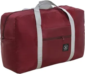 Travel Duffle Bag 25L Foldable Travel Duffel Bag with Shoes Compartment Tote Bags Lightweight Travel Luggage Bag Shoulder Overnight Bag for Sports, Gym, Vacation (Wine)