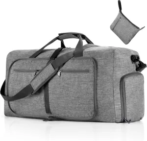 Travel Duffle Bag for Men, Foldable Travel Duffel Bag with Shoes Compartment Overnight Bag for Men Women Waterproof & Tear Resistant (Grey), Grey, 115L, Luggage