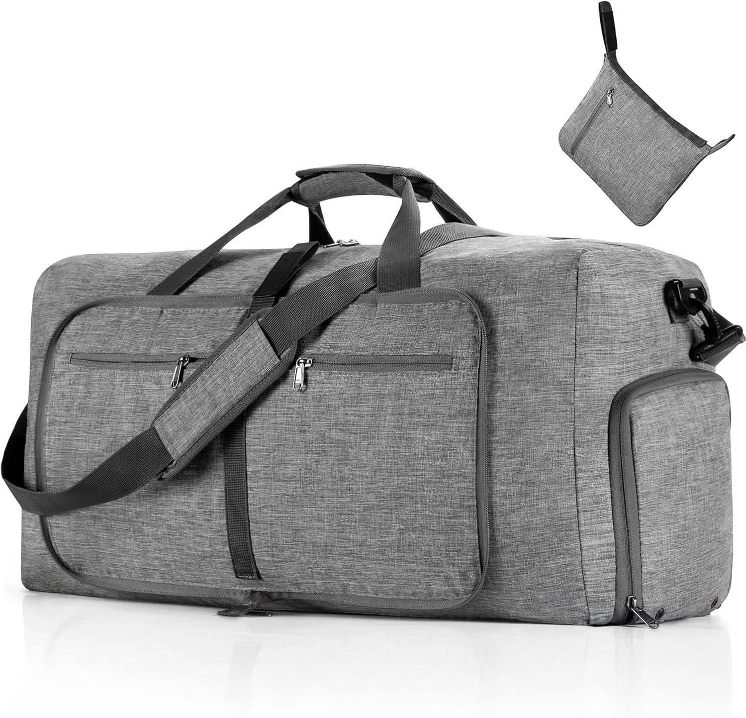 Travel Duffle Bag for Men, Foldable Travel Duffel Bag with Shoes Compartment Overnight Bag for Men Women Waterproof & Tear Resistant (Grey), Grey, 115L, Luggage