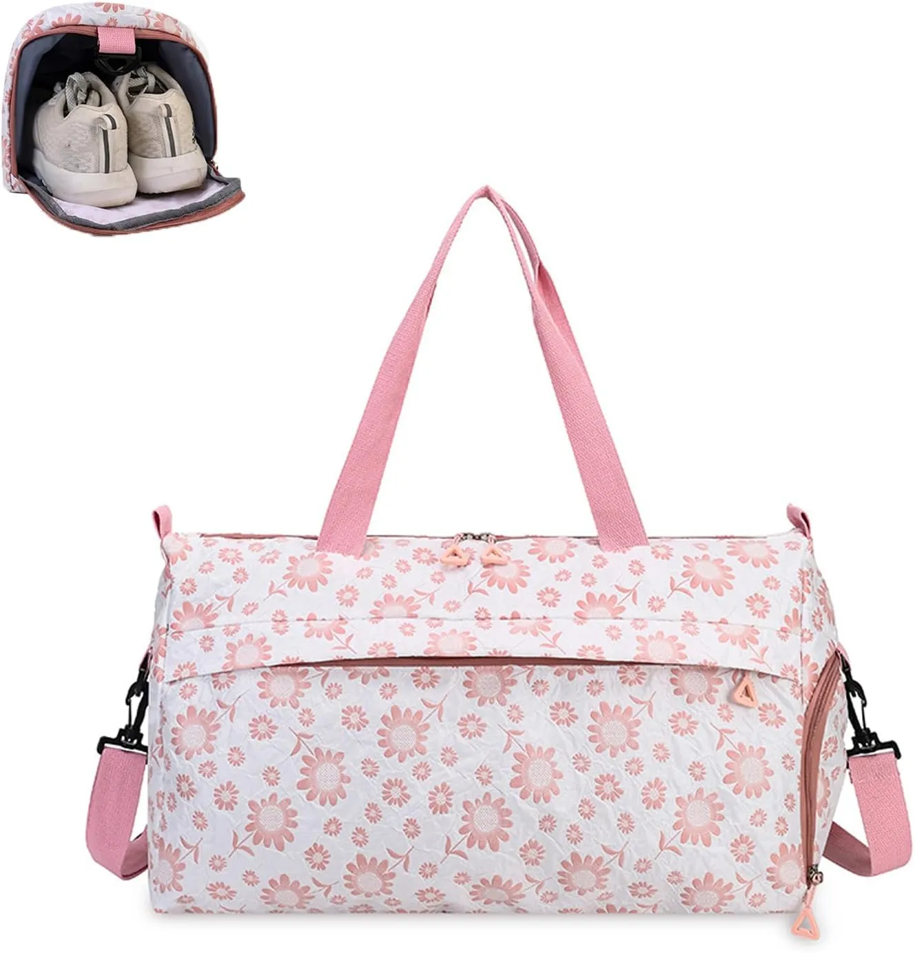 Travel Duffle Bag Gym Bag for Women with Shoes Compartment & Wet Pocket,Weekender Travel Overnight Bag,Water Resistant Sports Bag for Travel, Gym (Pink)