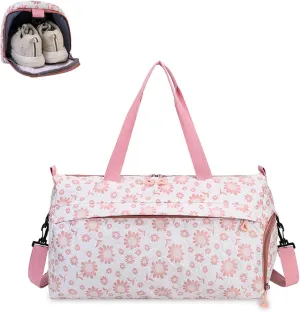 Travel Duffle Bag Gym Bag for Women with Shoes Compartment & Wet Pocket,Weekender Travel Overnight Bag,Water Resistant Sports Bag for Travel, Gym (Pink)