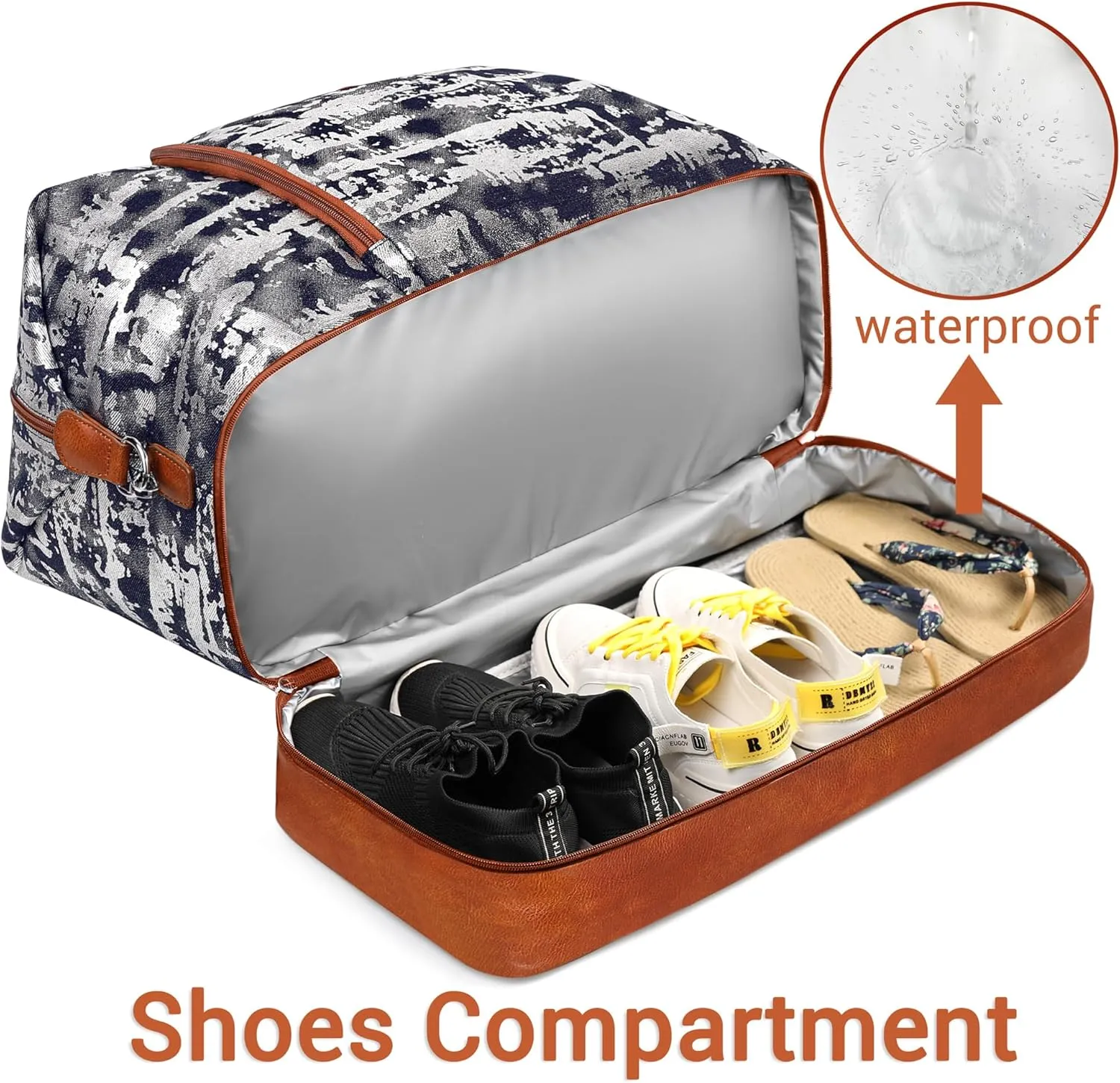 Travel Weekender Bag for Women, Overnight Bag with Shoe Compartment, Oversized Travel Duffel Bag Carry On Tote with Trolley Sleeve 21" for Weekend Travel Business Trip