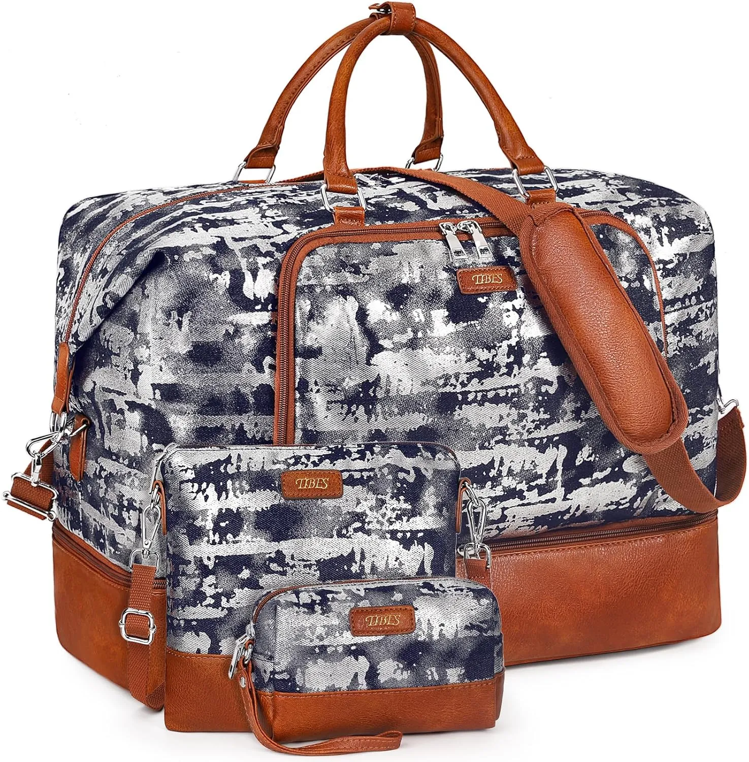 Travel Weekender Bag for Women, Overnight Bag with Shoe Compartment, Oversized Travel Duffel Bag Carry On Tote with Trolley Sleeve 21" for Weekend Travel Business Trip