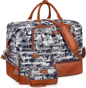 Travel Weekender Bag for Women, Overnight Bag with Shoe Compartment, Oversized Travel Duffel Bag Carry On Tote with Trolley Sleeve 21" for Weekend Travel Business Trip