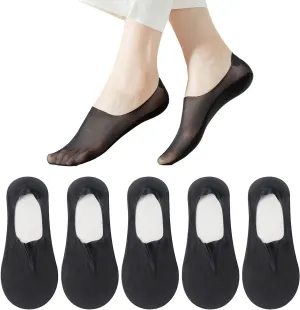 Triplewood Women's Mesh No Show Socks Super Elastic Ankle Low Cut Floral Invisible Liner Socks 5 Pairs