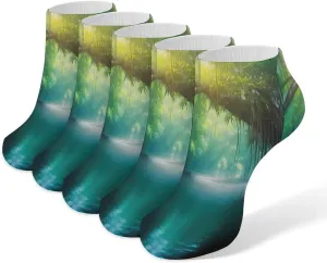 Tropical Forests Water 5 Pairs Low Cut Ankle Socks for Men Women Athletic Running Socks No Show Breathable