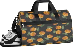 Tropical Pineapple Summer Sports Gym Bag with Wet Pocket & Shoes Compartment Waterproof Workout Duffel Bag for Women and Men Weekender Overnight Duffle Bag Travel Carry-on Tote