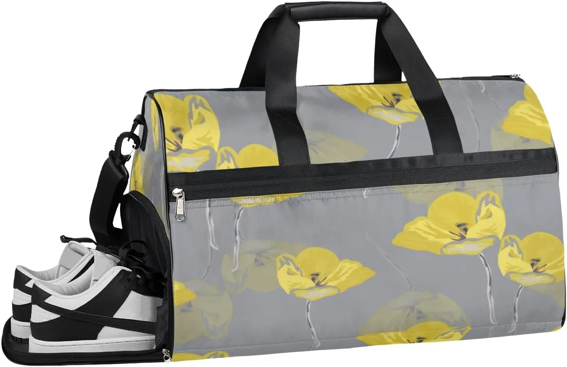 Tulip Flower Pattern Sports Gym Bag with Wet Pocket & Shoes Compartment Waterproof Workout Duffel Bag for Women and Men Weekender Overnight Duffle Bag Travel Carry-on Tote