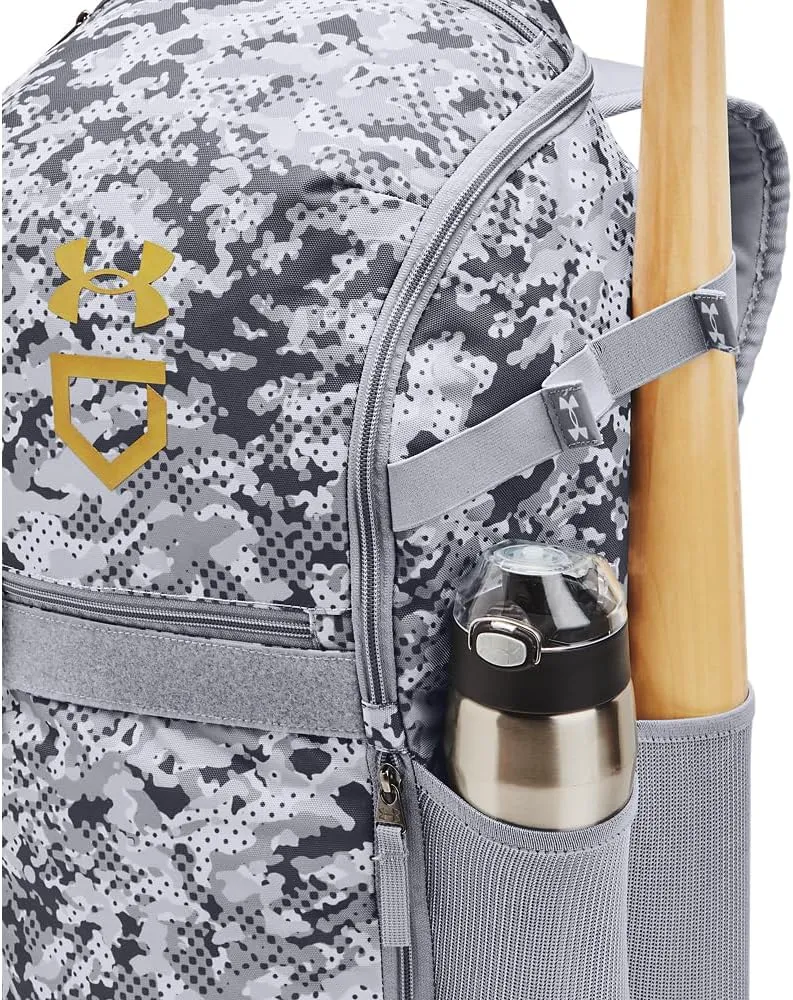 Under Armour Unisex-Adult Utility Baseball Backpack Print, (036) Steel / / Metallic Gold, One Size Fits All