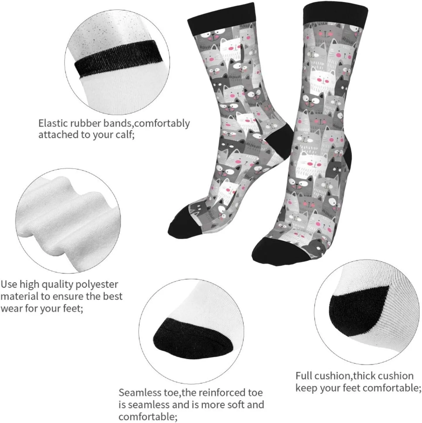 Unisex Novelty Crew Socks Casual Funny Crazy Dress Socks