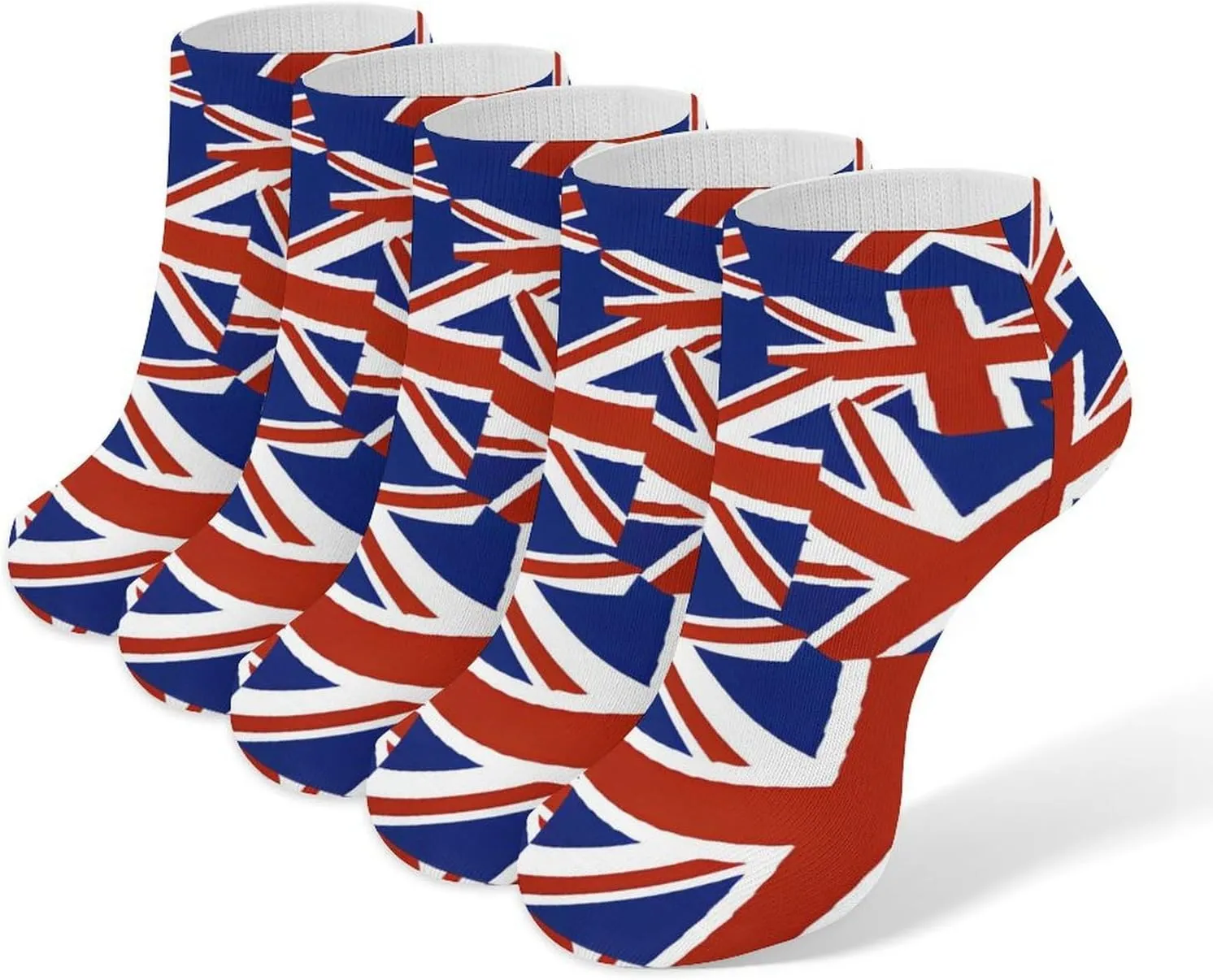 United Kingdom UK Flag 5 Pairs Low Cut Ankle Socks for Men Women Athletic Running Socks No Show Breathable