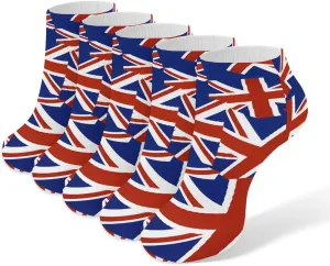 United Kingdom UK Flag 5 Pairs Low Cut Ankle Socks for Men Women Athletic Running Socks No Show Breathable