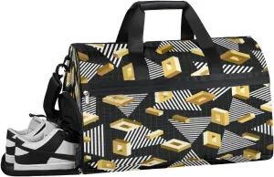 Urban Abstract Pattern Sports Gym Bag for Women and Men Travel Duffel Bag Overnight Shoulder Bag Waterproof Workout Bag Portable Sports Tote with Shoes Compartment