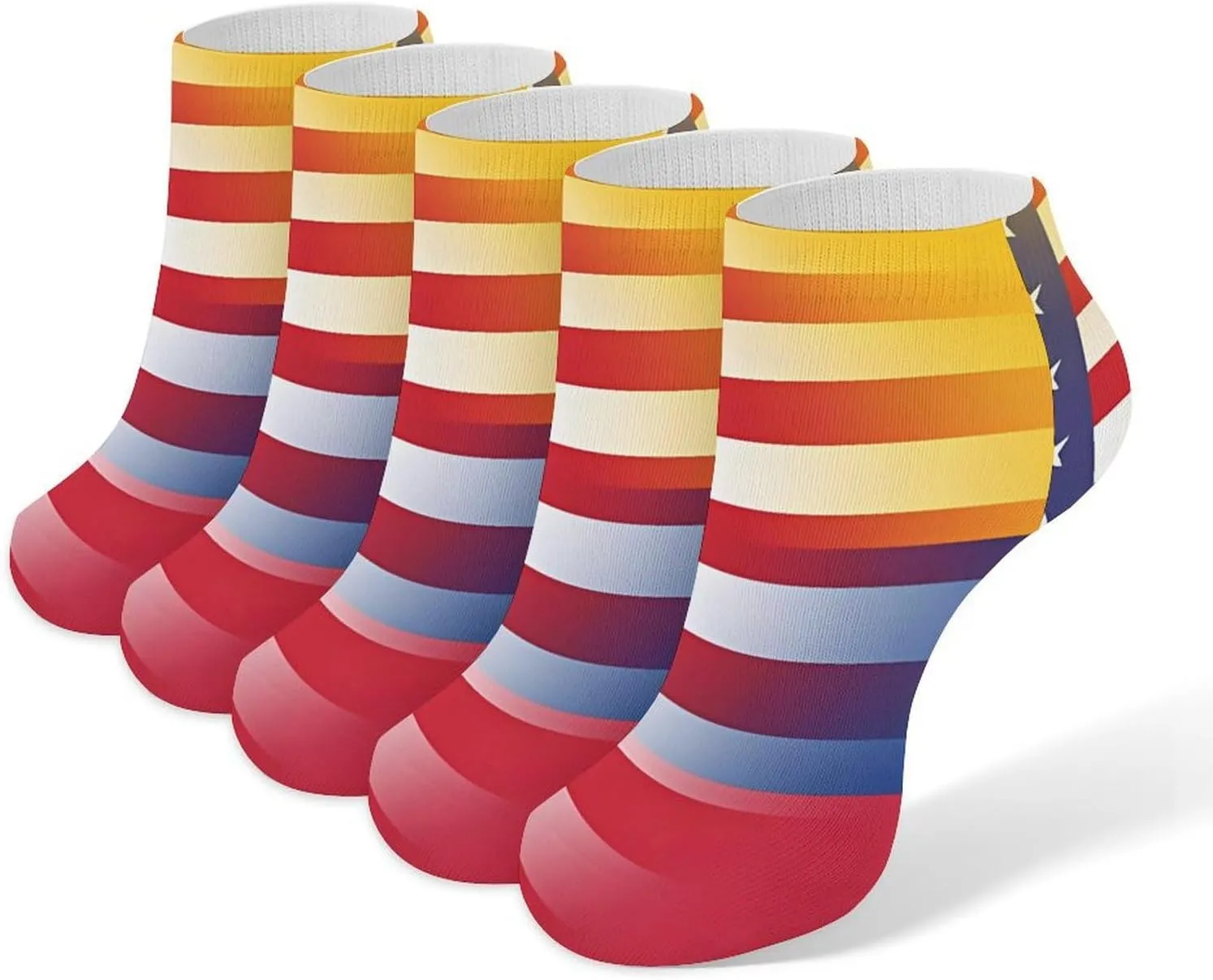 U.S. Colombia Flag 5 Pairs Low Cut Ankle Socks for Men Women Athletic Running Socks No Show Breathable