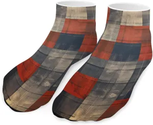 Vintage Cherry Plaid Cute Ankle Socks 1 Pairs Low Cut No Show Sock Breathable Stocking for Men Women