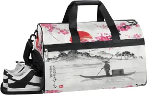 Vintage Watercolor Fisherman Resistant Sports Gym Bag for Women Men Travel Duffel bag with Wet Pocket & Shoes Compartment Waterproof Weekender Bag 19.7"x9.9"x13"