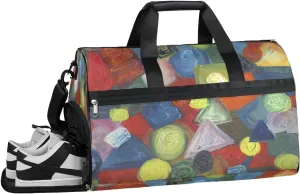 Watercolor Abstract Art Resistant Sports Gym Bag for Women Men Travel Duffel bag with Wet Pocket & Shoes Compartment Waterproof Weekender Bag 19.7"x9.9"x13"