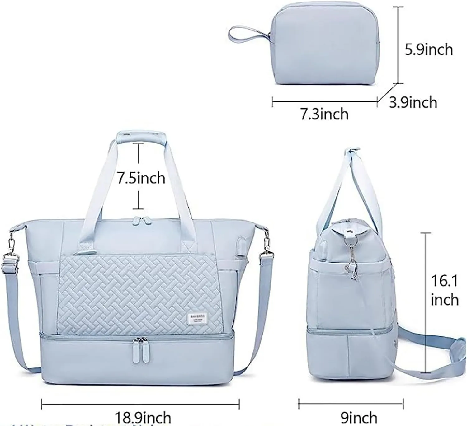 Weekender Bag for Women,Sports Travel Duffel Bag with Shoe Compartment & USB Charging Port,Gym Bag with Toiletry Bag,Carry on Duffel Bag for Travel, Gym, Yoga,Trips,A