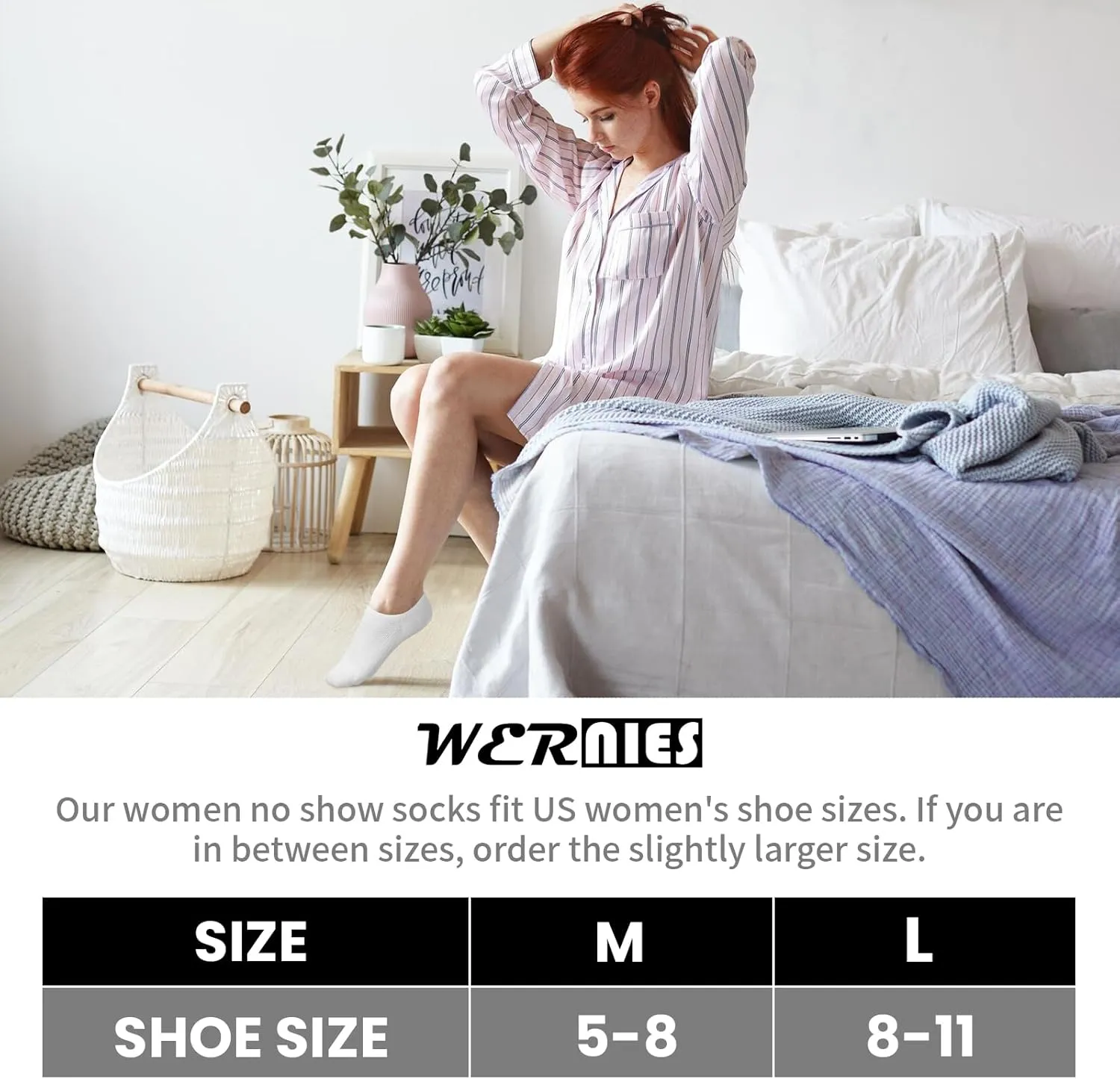wernies No Show Socks Women 10 Pairs Low Cut Ankle Socks with Non Slip Casual Invisible Liner Socks