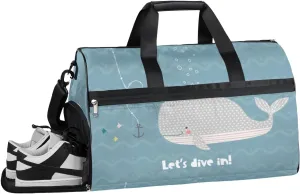 Whale Sports Gym Bag with Wet Pocket & Shoes Compartment Waterproof Workout Duffel Bag for Women and Men Weekender Overnight Duffle Bag Travel Carry-on Tote