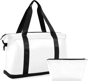 White Weekender Bags for Women Travel Duffel Bags with Shoe Compartment Overnight Bag Carry on Sports Duffel Bag with Toiletry Bag for Travel/Business/Gift White