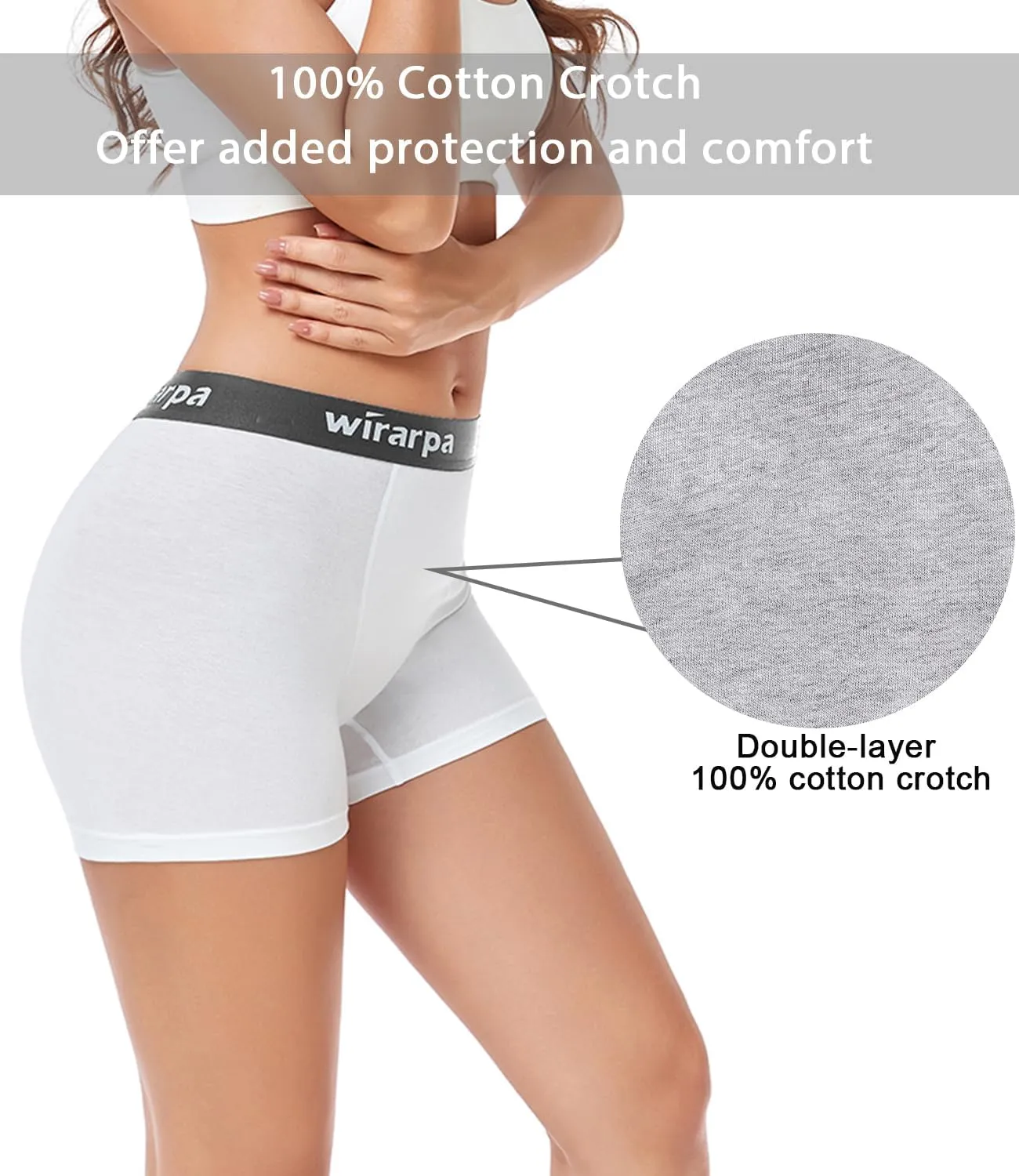 wirarpa Women's Cotton Boxer Briefs Underwear Boy Shorts 3" Inseam 4 Pack