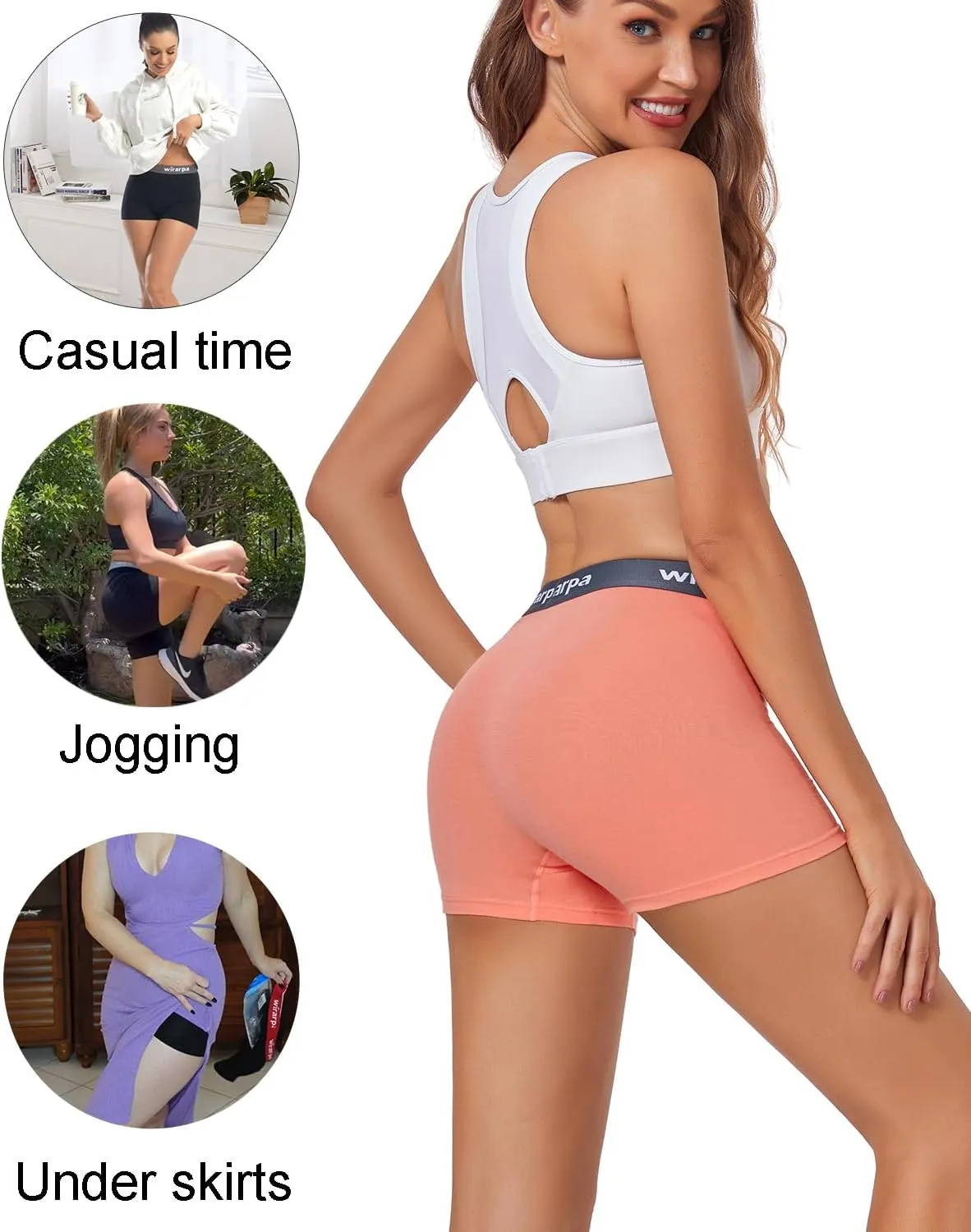 wirarpa Women's Cotton Boxer Briefs Underwear Boy Shorts 3" Inseam 4 Pack
