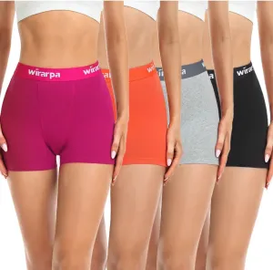 wirarpa Women's Cotton Boxer Briefs Underwear Boy Shorts 3" Inseam 4 Pack