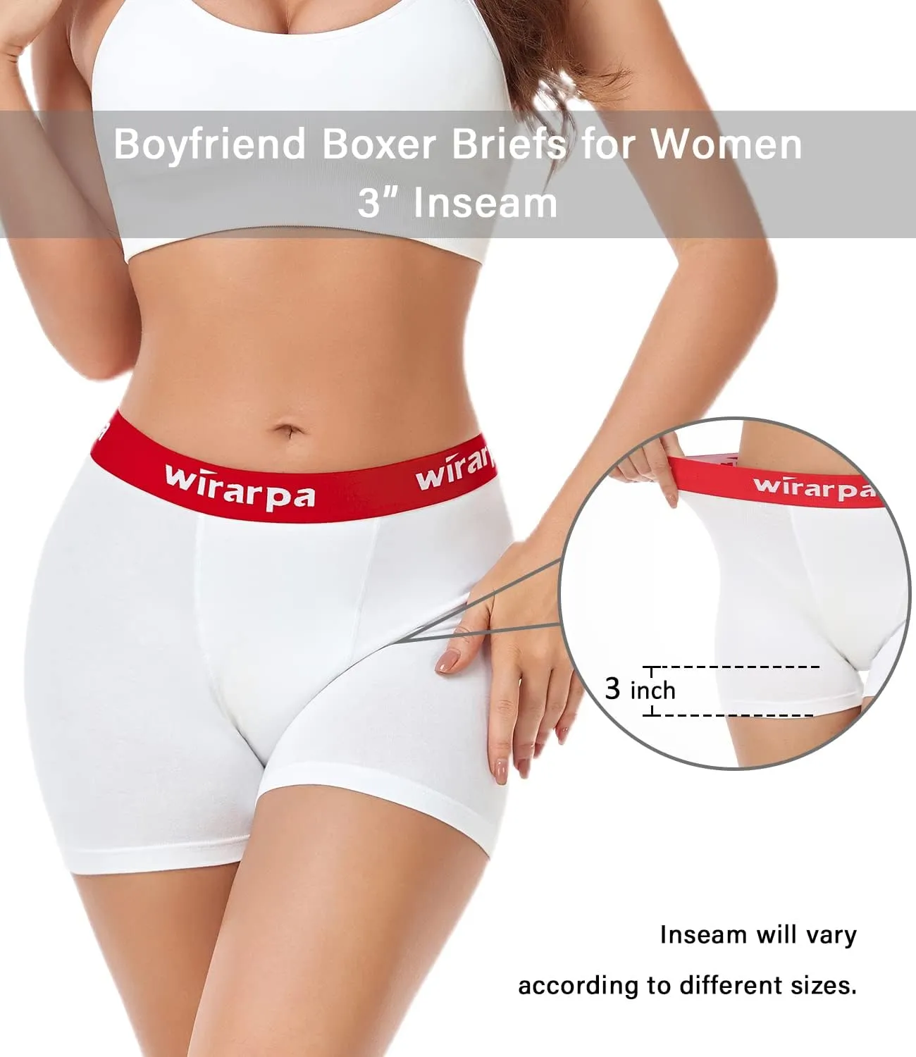 wirarpa Women's Cotton Boxer Briefs Underwear Boy Shorts 3" Inseam 4 Pack