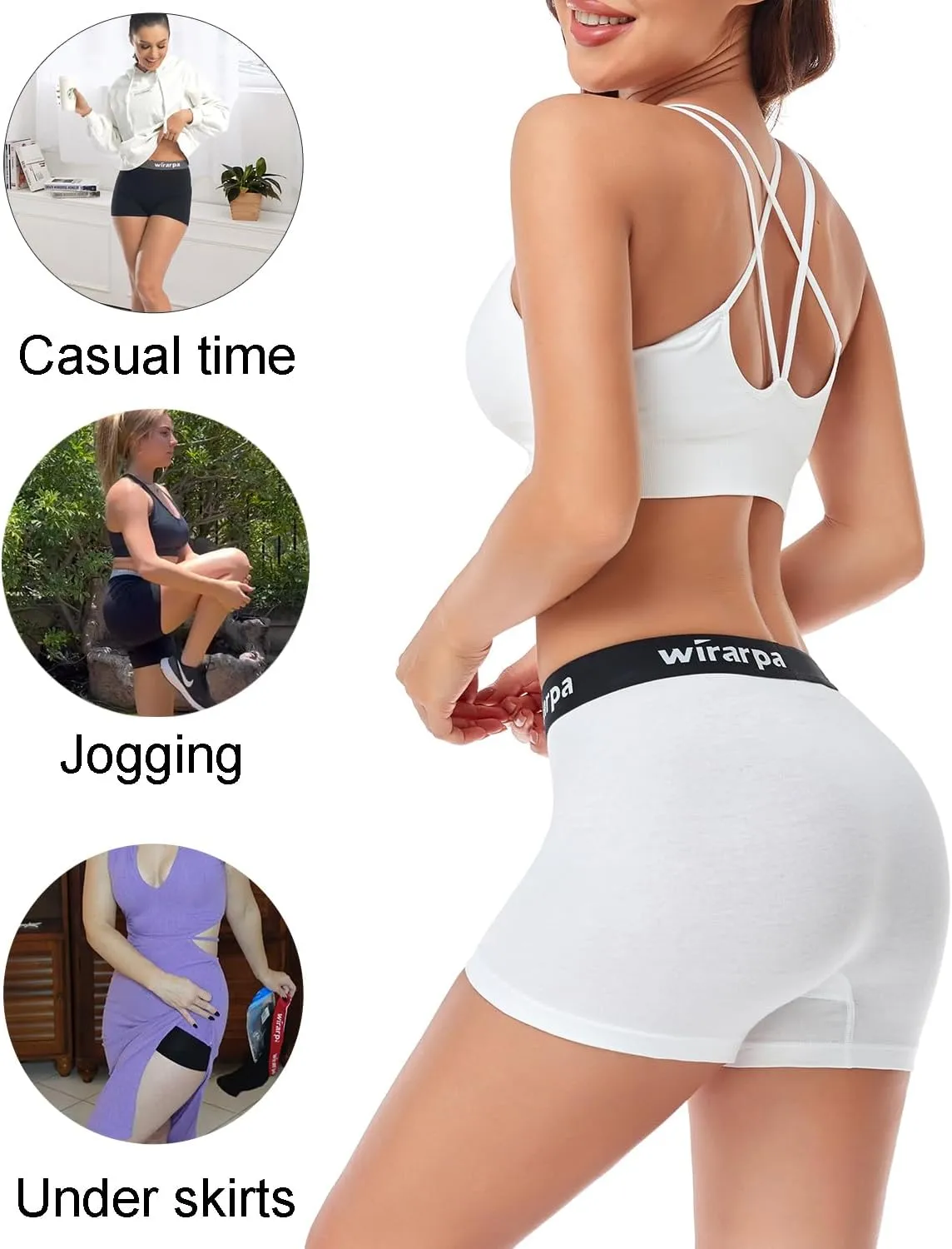 wirarpa Women's Cotton Boxer Briefs Underwear Boy Shorts 3" Inseam 4 Pack