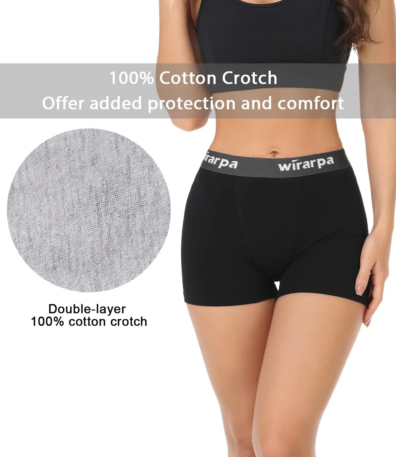 wirarpa Women's Cotton Boxer Briefs Underwear Boy Shorts 3" Inseam 4 Pack