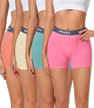 wirarpa Women's Cotton Boxer Briefs Underwear Boy Shorts 3" Inseam 4 Pack