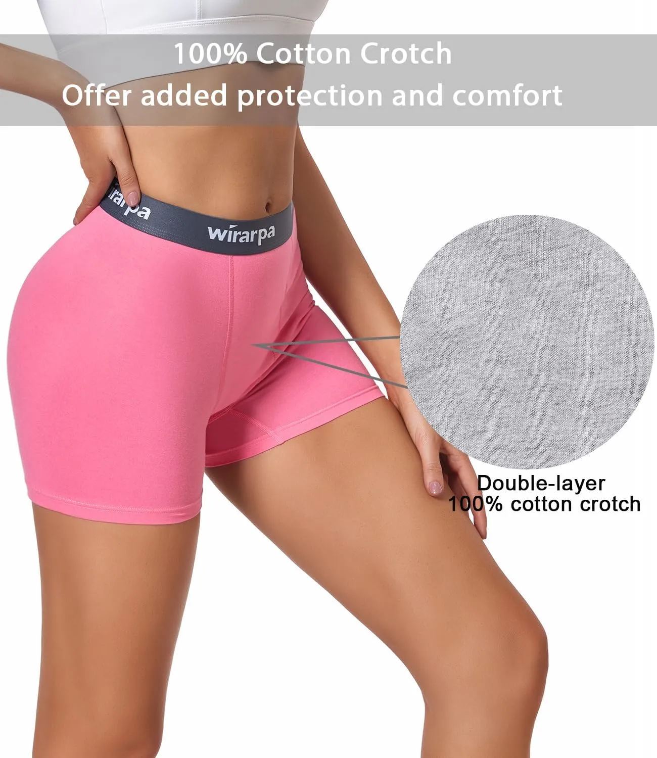 wirarpa Women's Cotton Boxer Briefs Underwear Boy Shorts 3" Inseam 4 Pack
