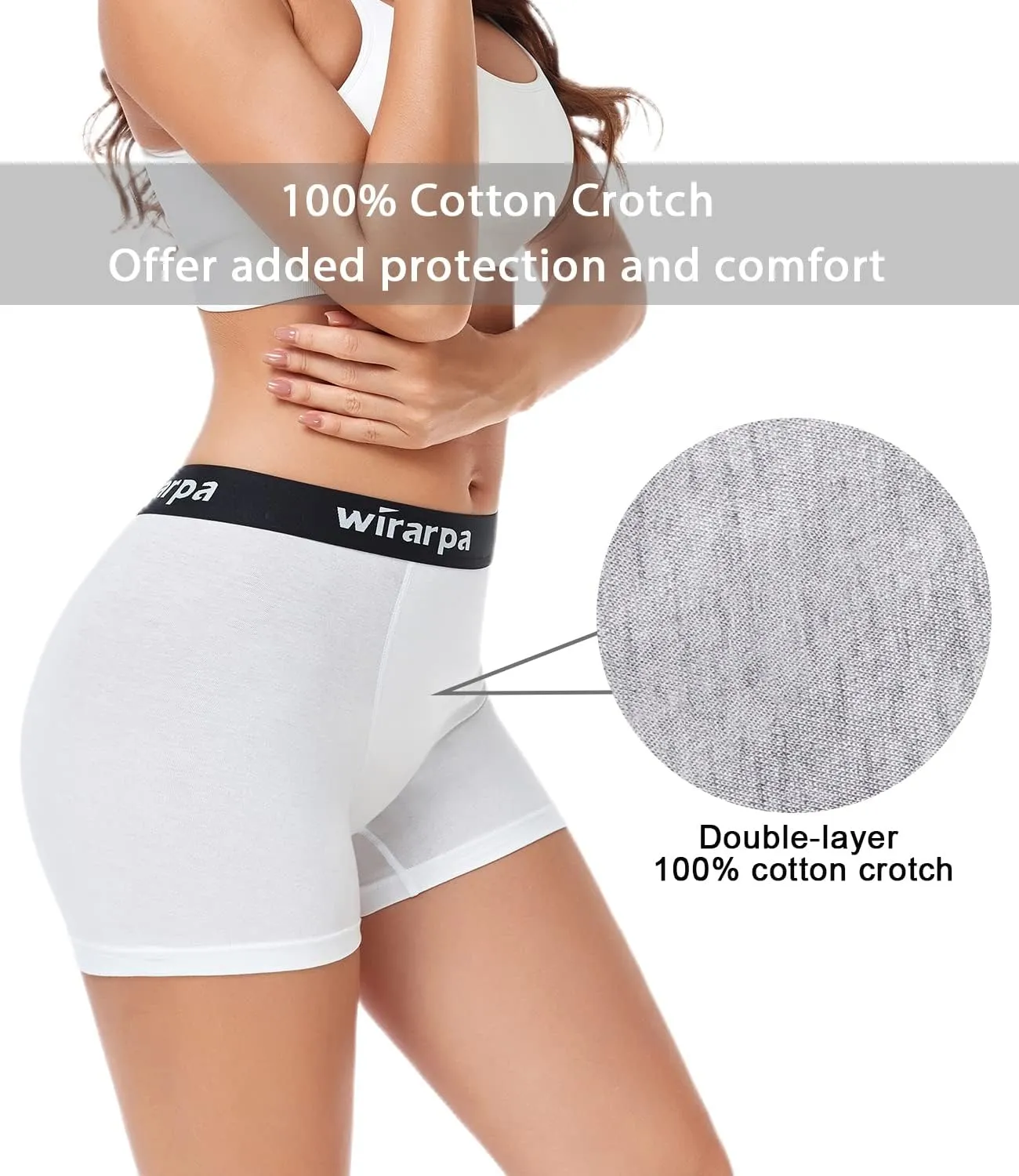 wirarpa Women's Cotton Boxer Briefs Underwear Boy Shorts 3" Inseam 4 Pack