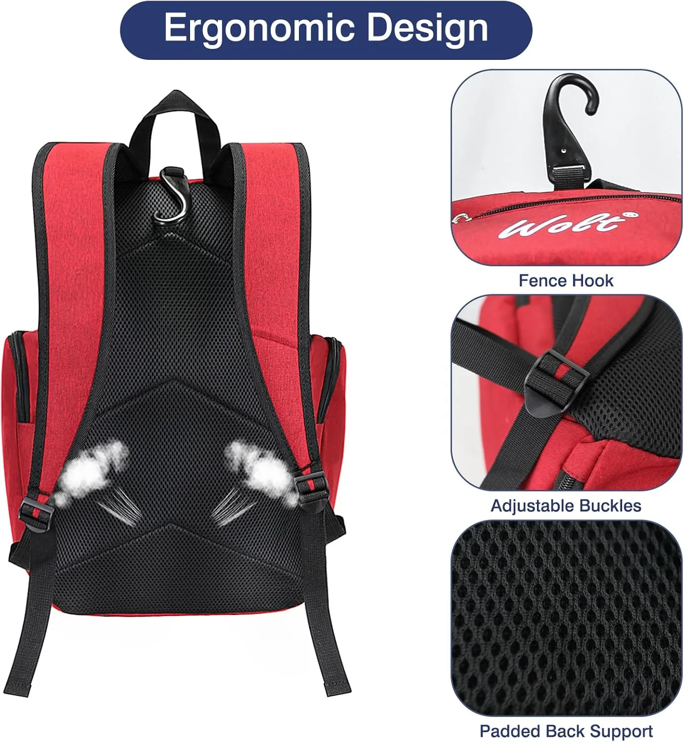 WOLT Baseball Bag Backpack for Youth and Adults-Softball Bag with Separate Helmet Compartment and Shoes Pocket,Multifunctional Sport Backpack for Baseball, Volleyball,Basketball, Soccer