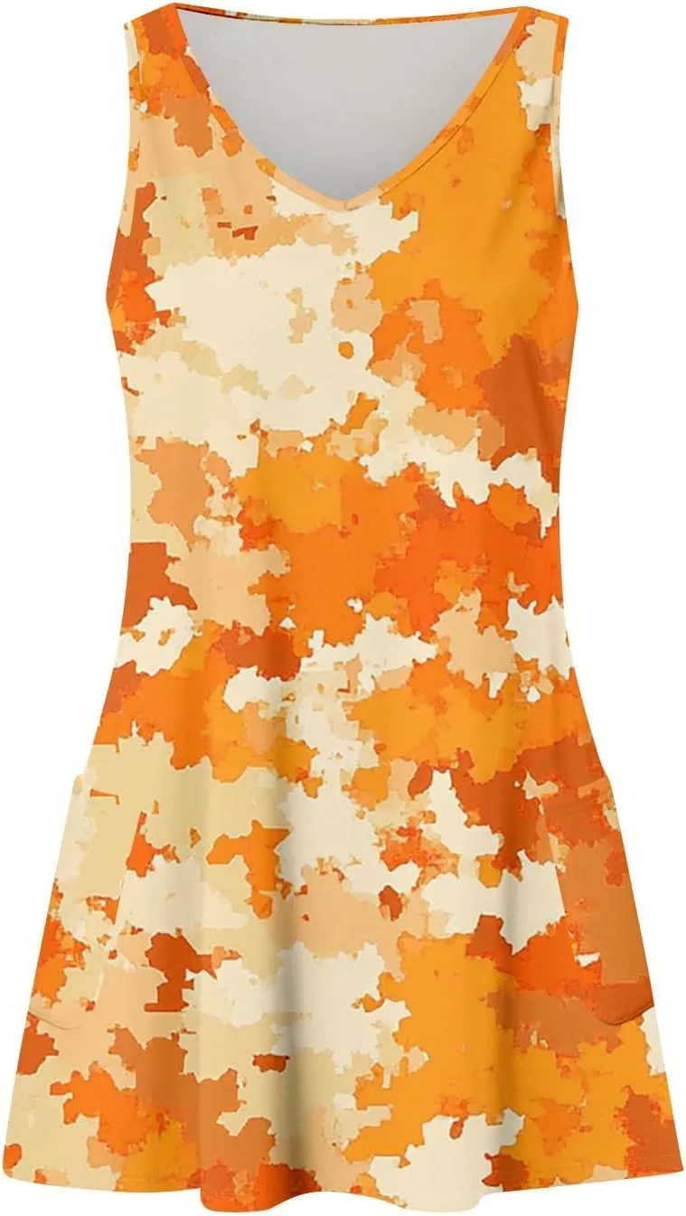 Women Summer Dresses Casual Sleeveless Dress with Pocket Vacation 2025 Swimsuit Coverup Beach Printed Sundress