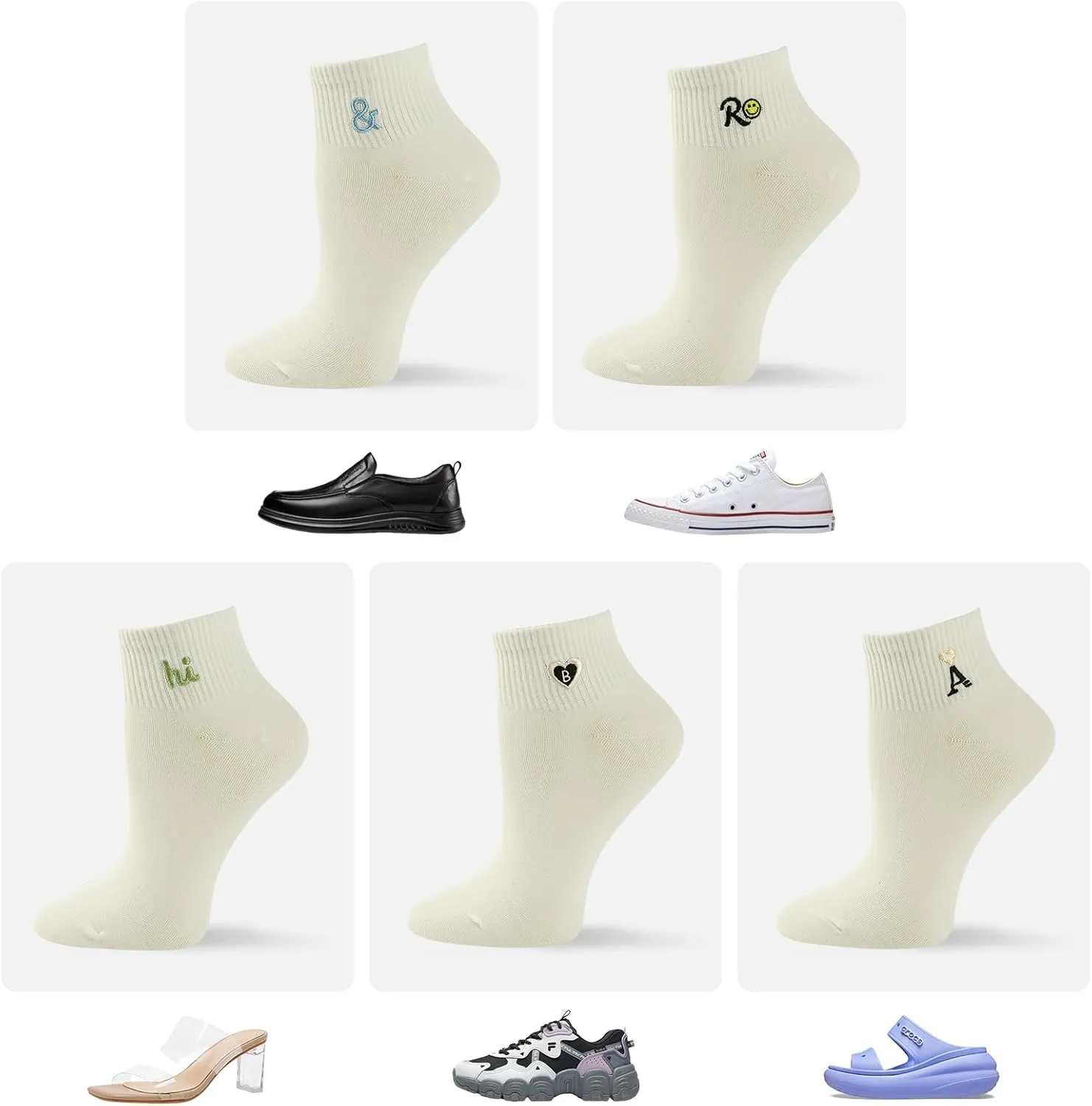 Womens Ankle Socks 5 Pairs Novelty Crew Cute Casual Cotton Socks Colorful Patterned Short Girls Socks US 5-8