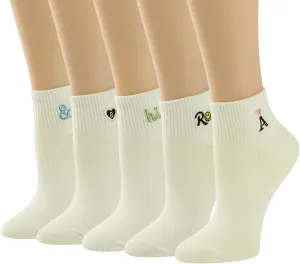Womens Ankle Socks 5 Pairs Novelty Crew Cute Casual Cotton Socks Colorful Patterned Short Girls Socks US 5-8