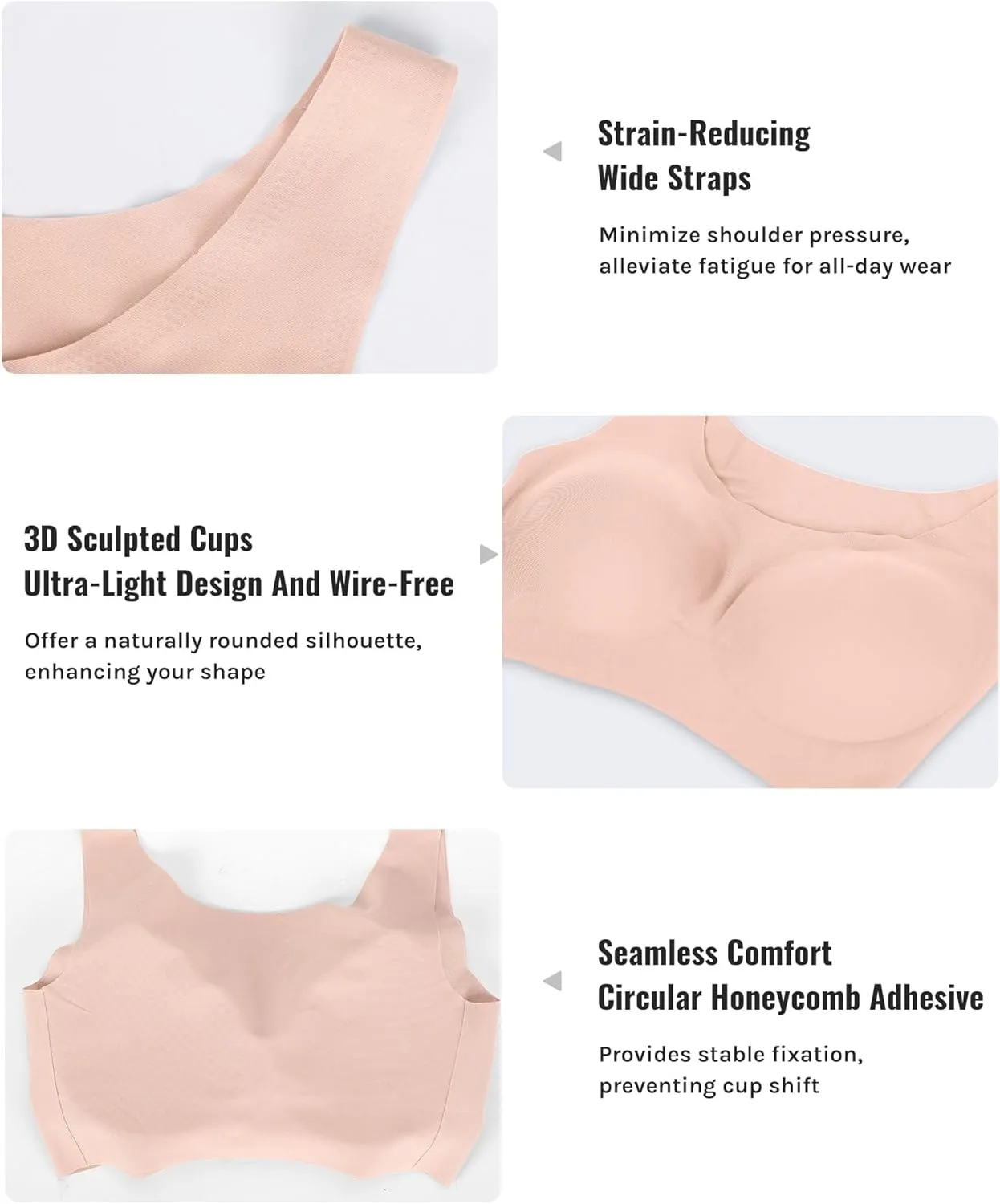 Women's Wirefree T-Shirt Bra Full Coverage No Underwire Bra Seamless Comfort Design for Everyday Bra Smooth Fit